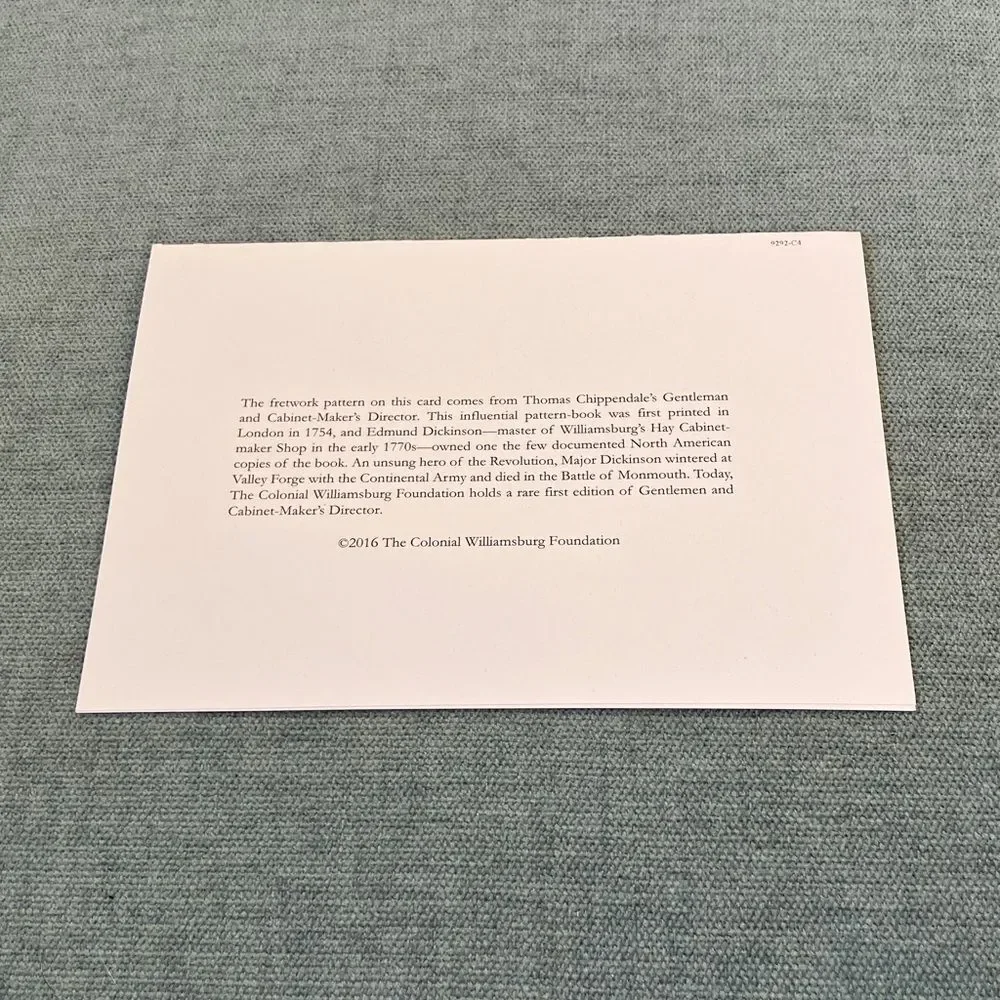 Colonial Williamsburg Blank Card, Letter M